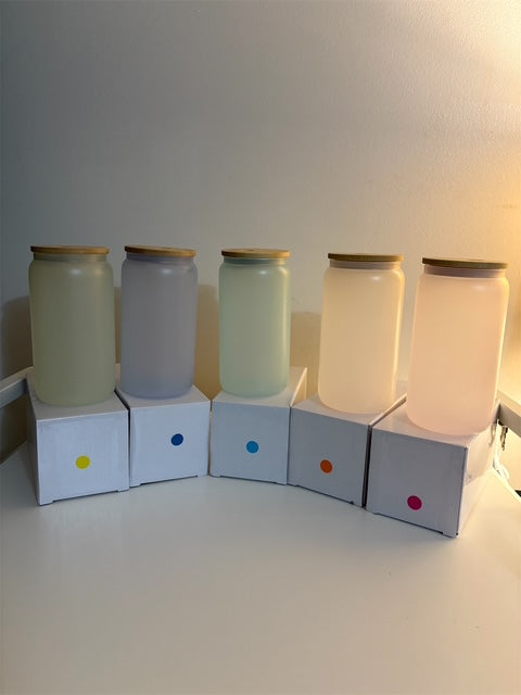 16-ounce frosted changing color glass cup