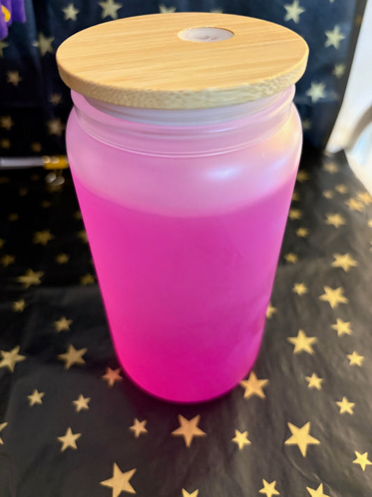 16-ounce frosted changing color glass cup